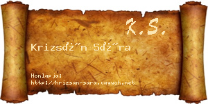 Krizsán Sára névjegykártya